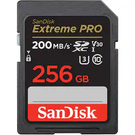SANDISK - Extreme PRO UHS-I U3 SDXC Memory Card - 256GB, Single