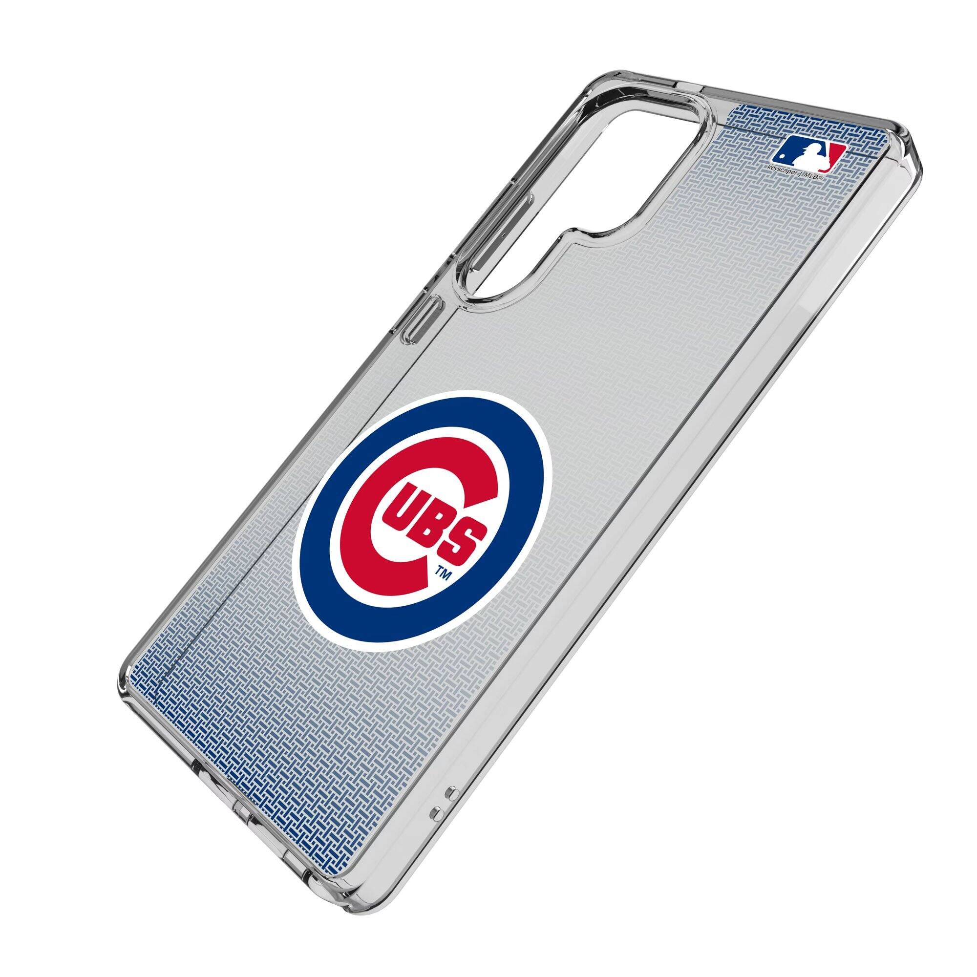 Alt View 1. Keyscaper - Chicago Cubs Linen Logo Galaxy Clear Case - S23 Ultra - Multicolor.