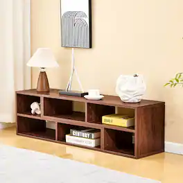 Loheer - Loheer- Dark Walnut Modular TV Stand Adjustable Free Combination Media Console for Living Room 0.98ft W x 1.12ft H - Wood