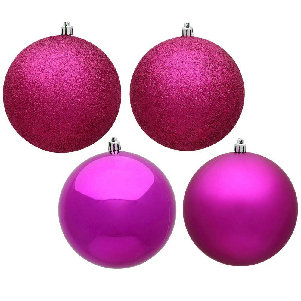 Front. Vickerman - 2.4" Fuchsia Ball 4 Finish Assorted 60 Box - Fuchsia.