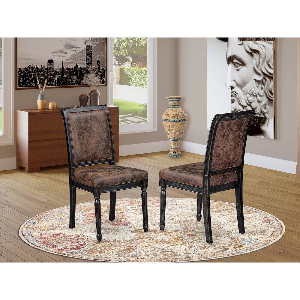 Alt View 1. East West Furniture - Mid Century Dining Room Chairs Set of 2 - Brown.