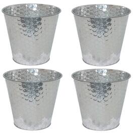 Sunnydaze - Galvanized Steel Planters with Hexagon Pattern - Set of 4 - Metallic