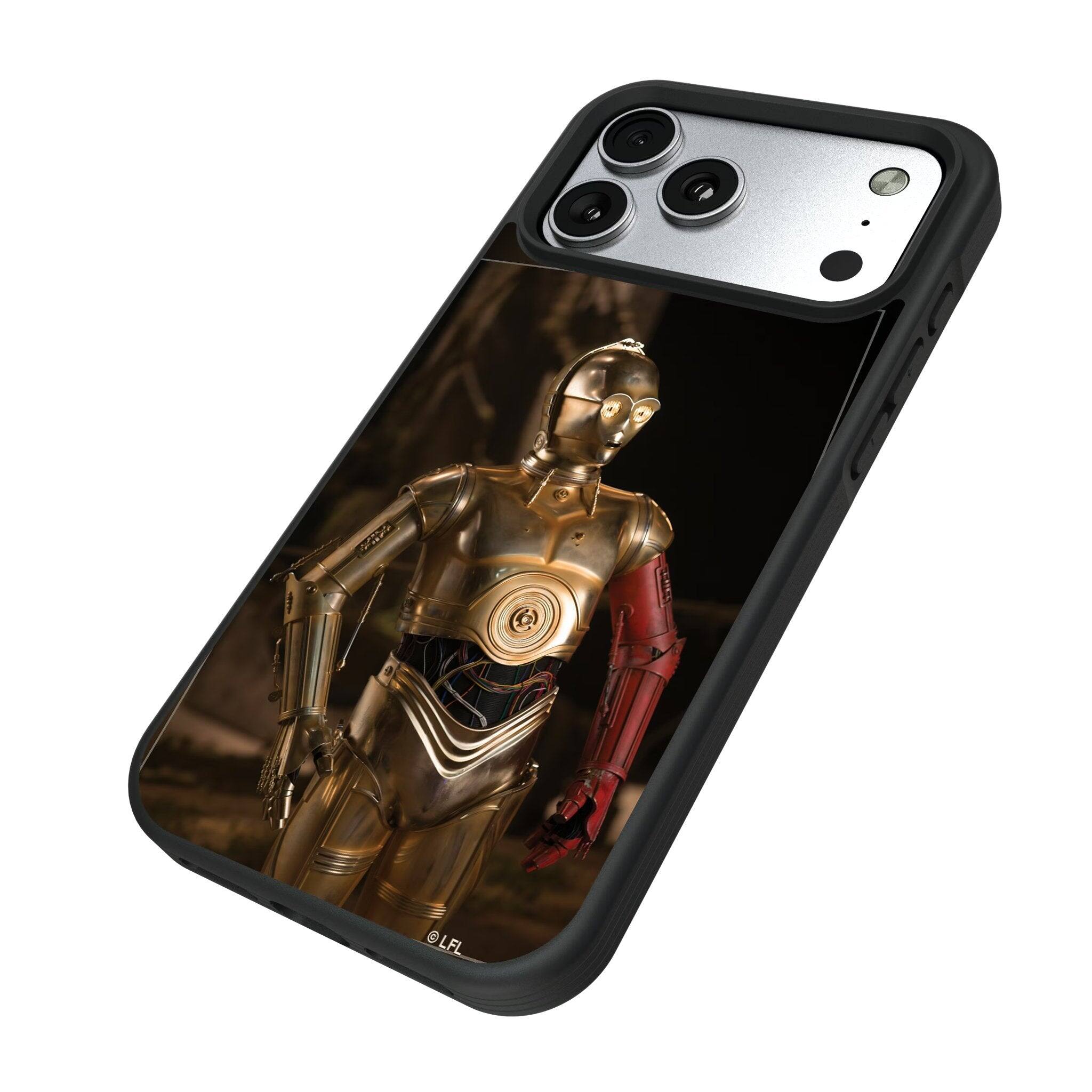 Angle. Keyscaper - Star Wars: A New Hope Portrait Bump Phone Case - Apple iPhone 17 Pro Max - C-3PO.