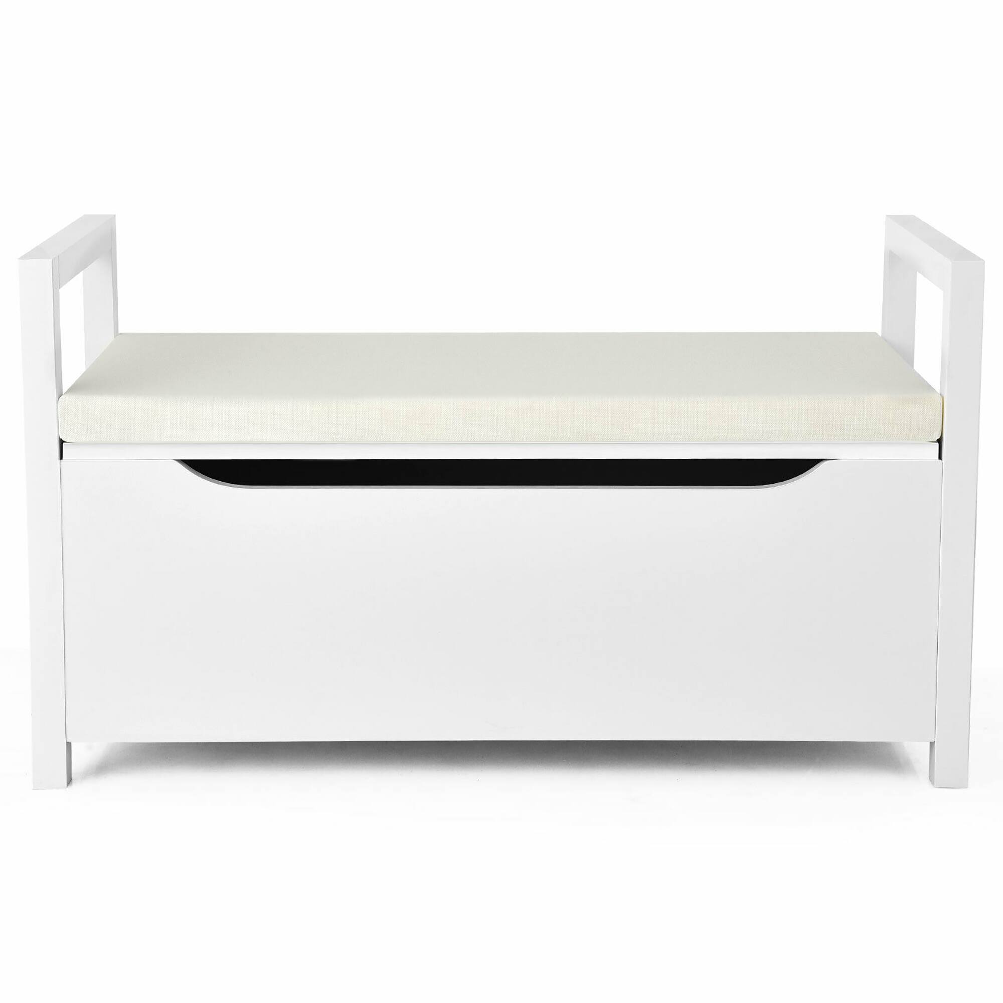 Alt View 20. Costway - Shoe Bench Storage Rack Cushion Seat Ottoman Bedroom Hallway Entryway White - White.