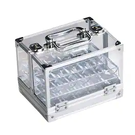 GSE Games & Sports Expert - 600pcs Poker Chip Cases, Acrylic Chip Case with Aluminum Frame & 6 Trays
