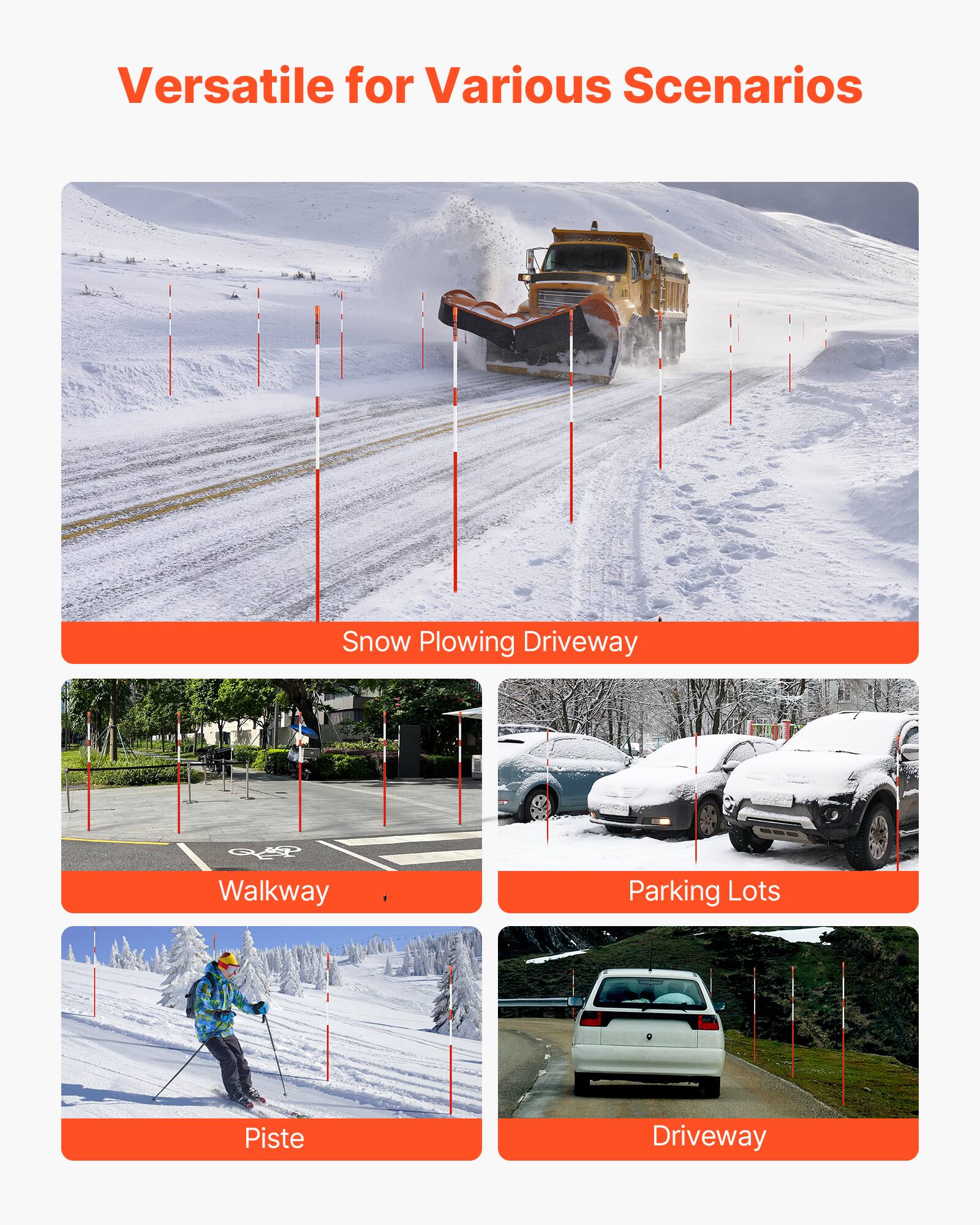 Versatile for Various Scenarios

- Snow Plowing Driveway
- Walkway
- Parking Lots
- Piste
- Driveway