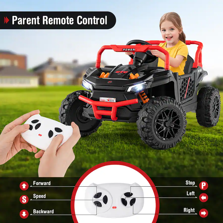 Gymax 12V Kids Ride on Truck w/Parental Remote 3 Speeds & Reverse ...