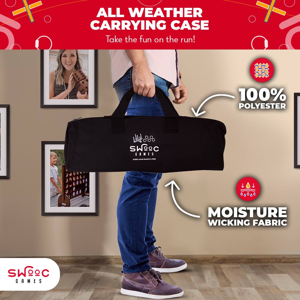 ALL WEATHER CARRYING CASE  
Take the fun on the run!  

100% POLYESTER  

MOISTURE WICKING FABRIC  

SWOEC GAMES