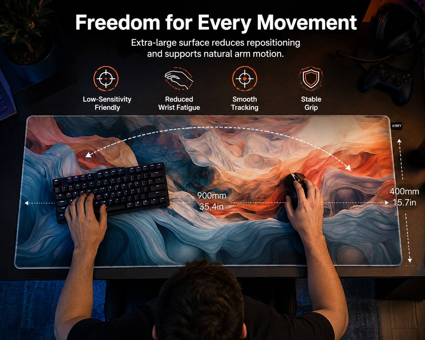 CHERRY XTRFY GP5 Amnis XL Cloth Gaming Mousepad with Non Slip