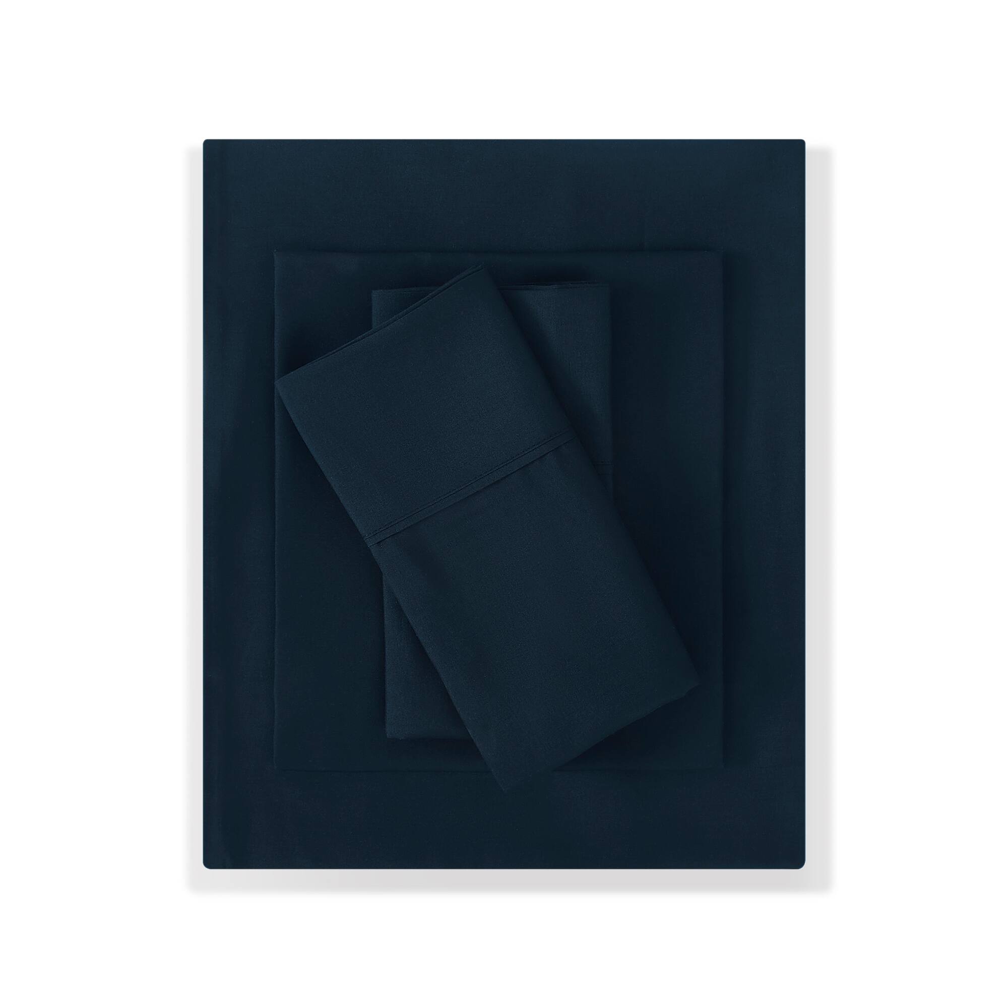 Back. Sweet Home Collection - All Season Reversible Bed-in-A-Bag Solid Color Comforter & Sheet Set, Twin - Navy.