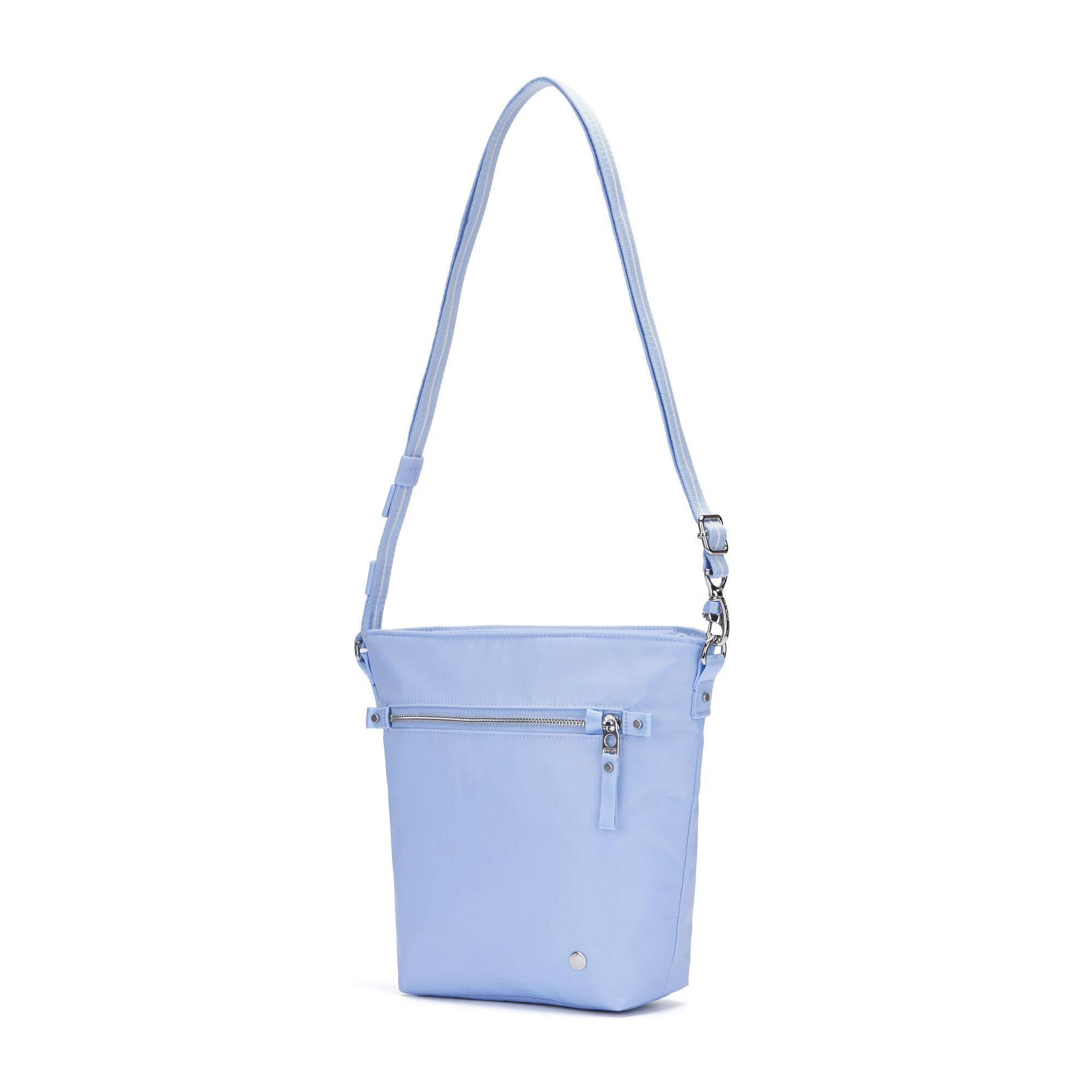 Back. Pacsafe - W Crossbody - Serenity Blue.