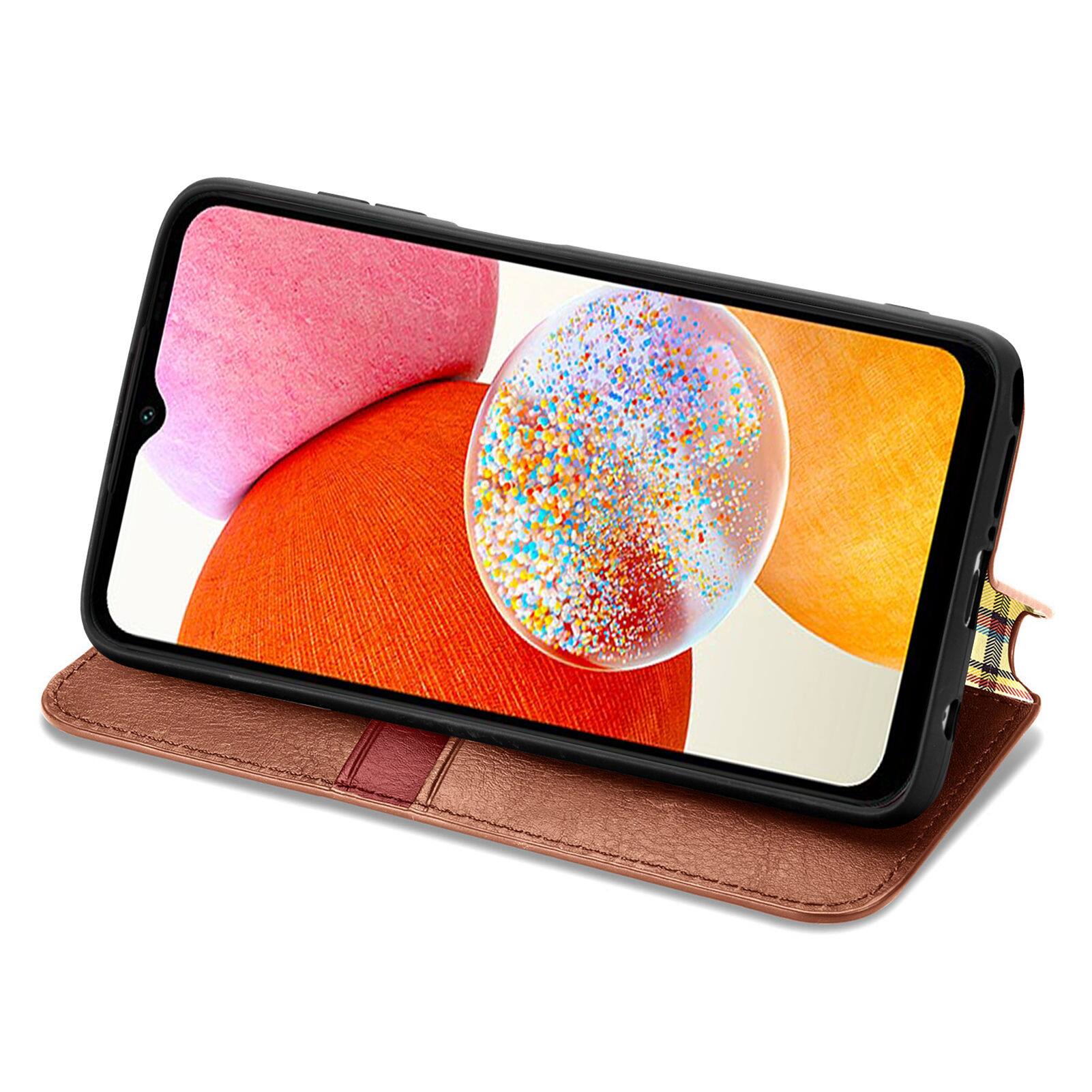 Back. Dteck - Wallet PU Leather Case for Samsung Galaxy A17 5G, Magnetic Credit Card Slot Slim Flip Folio Stand Cover - Brown.