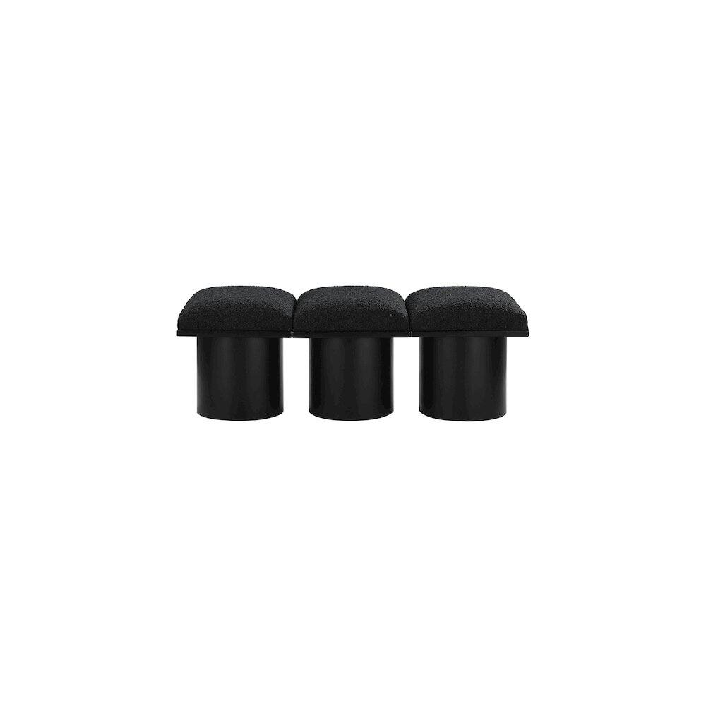 Angle. Meridian Furniture - Pavilion Black Boucle Fabric Bench - Black Boucle Fabric.