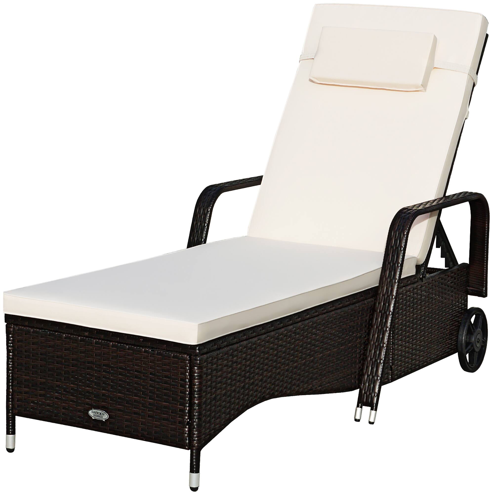Costway - Patio Rattan Lounge Chair Chaise Adjustable Recliner Cushioned Sofa Garden - White