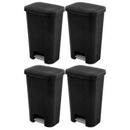 Sterilite - 11.9 Gal Rectangle Step On Trash Kitchen Wastebasket, (4 Pack) - Black