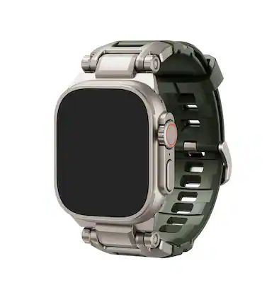 Front. Dexnor - Band for Apple Watch Ultra 2/1 49mm, Series 10 46mm, 9/8/7 45mm, SE2/SE/6/5/4 44mm, 3/2/1 42mm Rugged Metal Connector - Army Green.