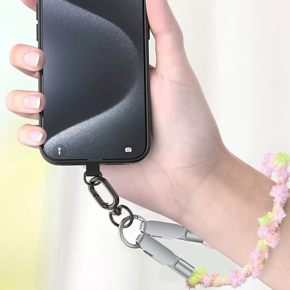Alt View 1. Topteng - 65W Built-in USB-C Phone Lanyard - 0.98ft Fast Charging & Data Cable, Wrist/Neck Strap - Green.