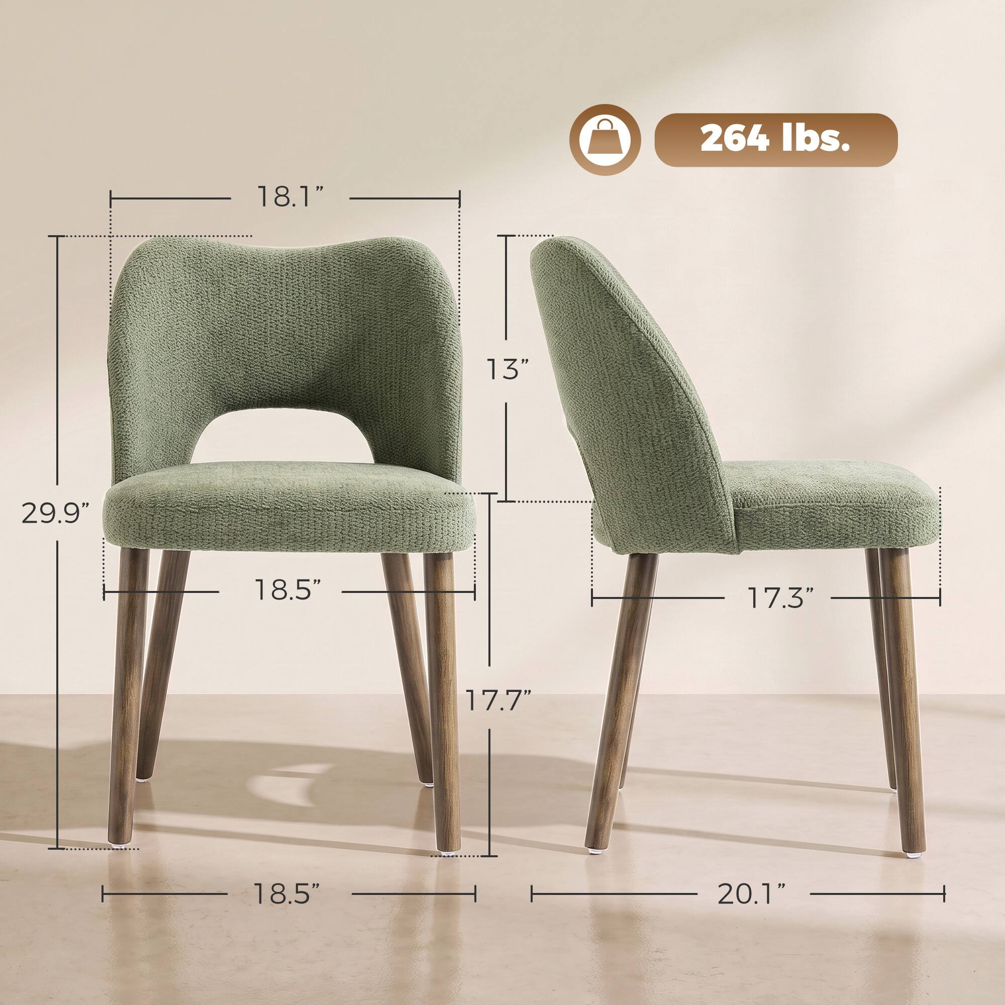 Homcom Chairs Set Upholstered Kitchen Chenille Tool Free Assembly ...