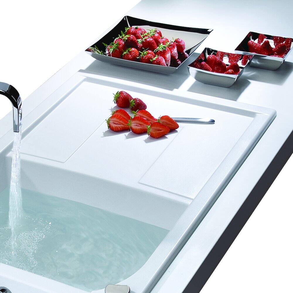 Alt View 1. Alfi - White 34" Single Bowl Granite Composite Kitchen Sink with Drainboard - White.