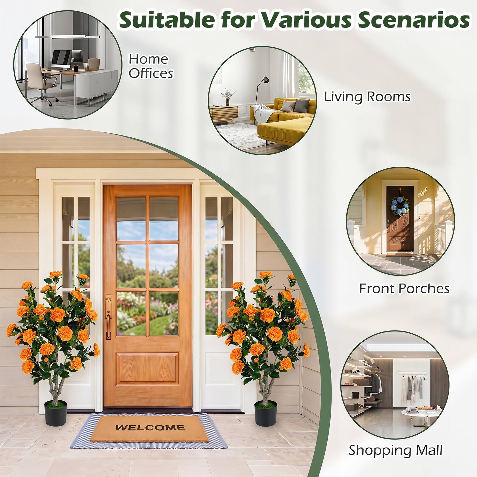 Suitable for Various Scenarios

- Home Offices
- Living Rooms
- Front Porches
- Shopping Mall