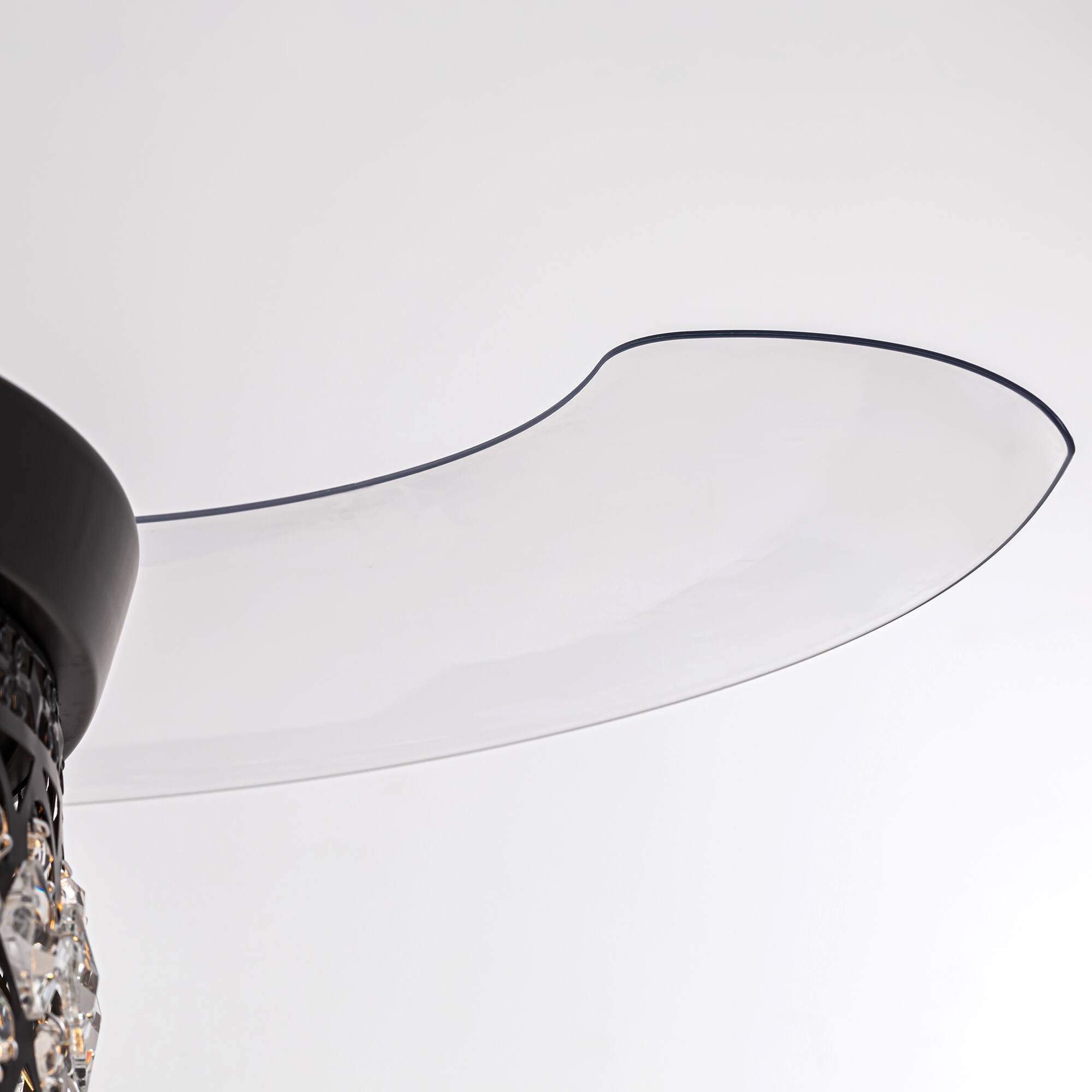 Alt View 9. Siljoy - 48-Inch 3 Blade Black Downrod Round K9 Crystal Retractable Blades Fan Chandelier For Dining Living Kitchen Foyer - Black.