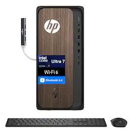 HP - OmniDesk OmniDesk Desktop (Intel Ultra 7-265, 16GB DDR5, 1TB SSD, Intel Graphics, Win 11 Home) w/USB Hub - Dark Wood