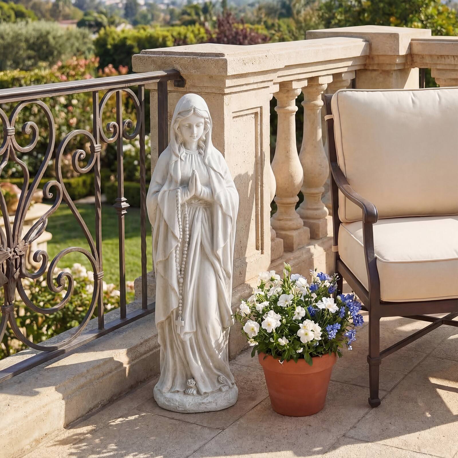 Alt View 4. Costway - Costway 29.5" Virgin Mary Statue, Our Lady of Lourdes Statue for Garden, Yard, Lawn - Gray.