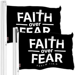 G128 - Faith Over Fear Flag, 2-Pack — 3x5 ft Heavy-Duty 150D Polyester - Black