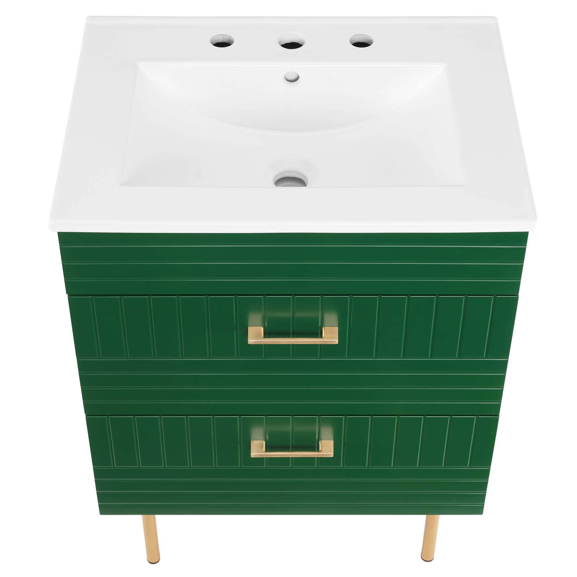 Alt View 4. Modway - Daybreak Bathroom Vanity Basin Included by Modway - Green White.