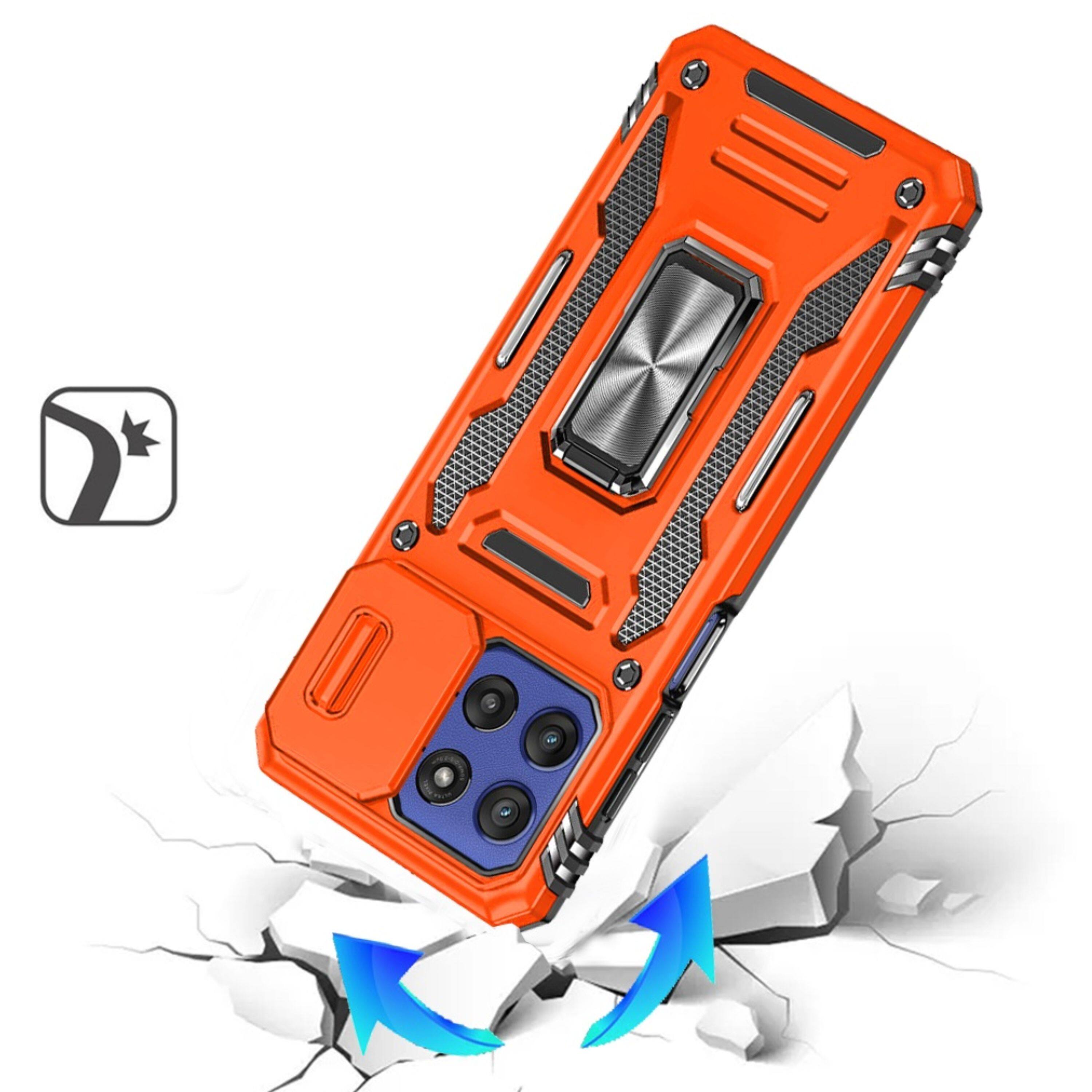 Angle. Kitcheniva - Slide Lens Shockproof Ring Stand With Tempered Glass For Motorola G Stylus 2025/2026 Cosmic Orange - Cosmic Orange.