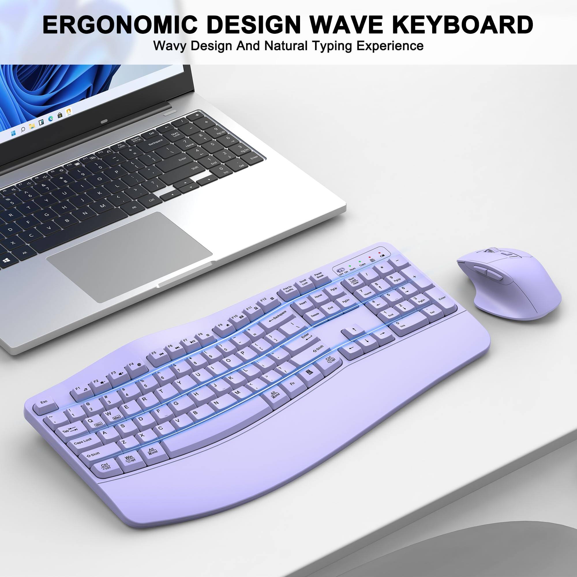 ERGONOMIC DESIGN WAVE KEYBOARD  
Wavy Design And Natural Typing Experience