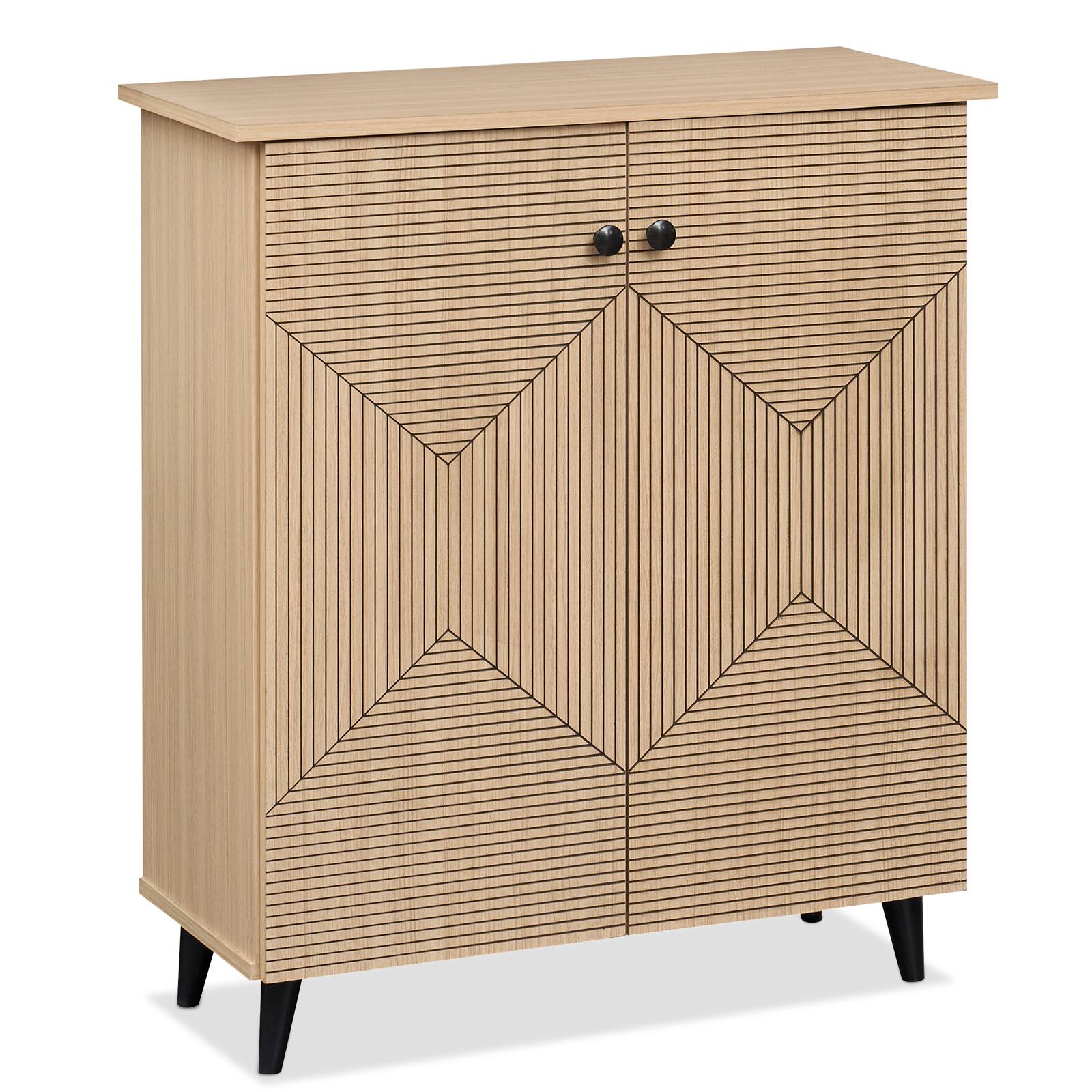 Costway Freestanding Footwear Storage Unit Boasts Stylish Carved Panels ...