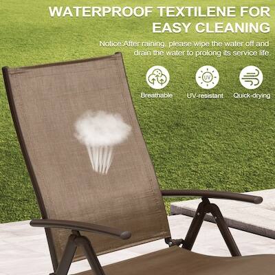 WATERPROOF TEXTILENE FOR EASY CLEANING

Notice: After raining, please wipe the water off and drain the water to prolong its service life.

- Breathable
- UV-resistant
- Quick-drying