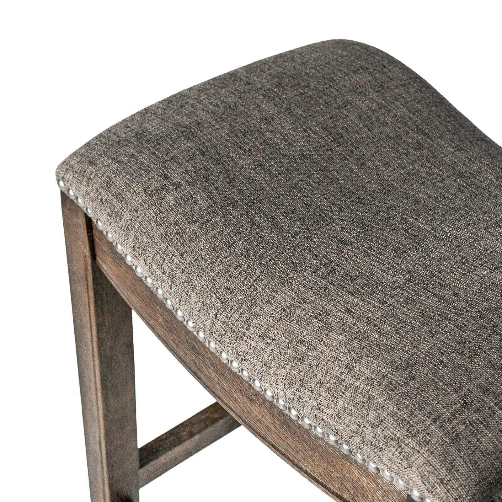 Alt View 7. Maven Lane - 26" Adrien Backless Saddle Counter Stool in Walnut Finish with Fabric Upholstery - Walnut.