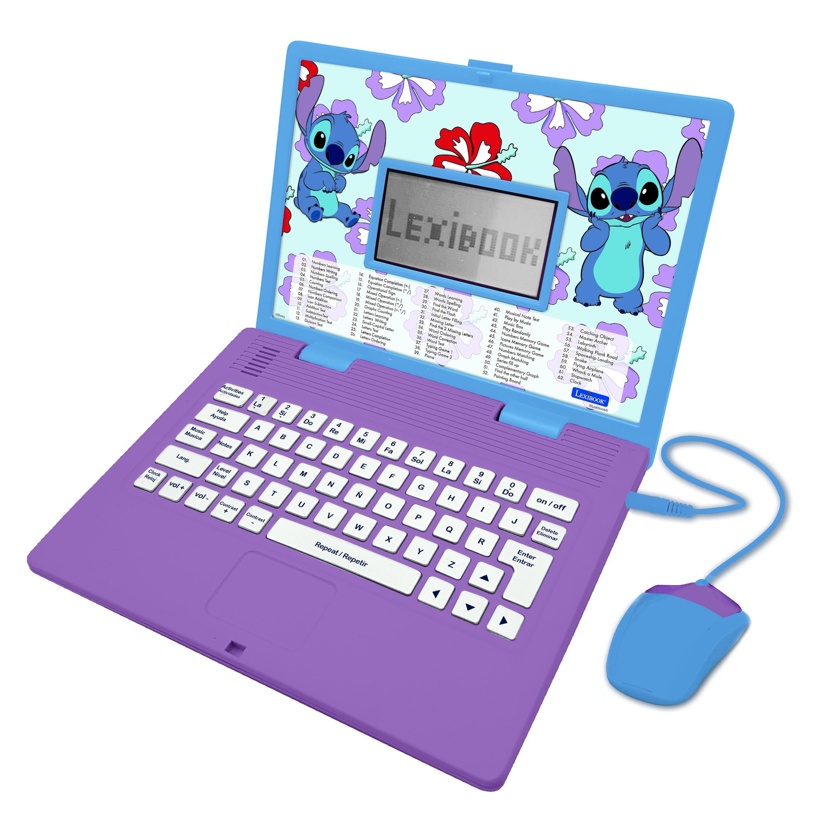 Lexibook - Disney Stitch Bilingual Talking Educational Laptop – 124 Activities