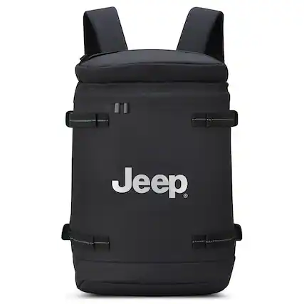 Front. Delsey - Jeep JS013C Cylindrical Backpack - Black.