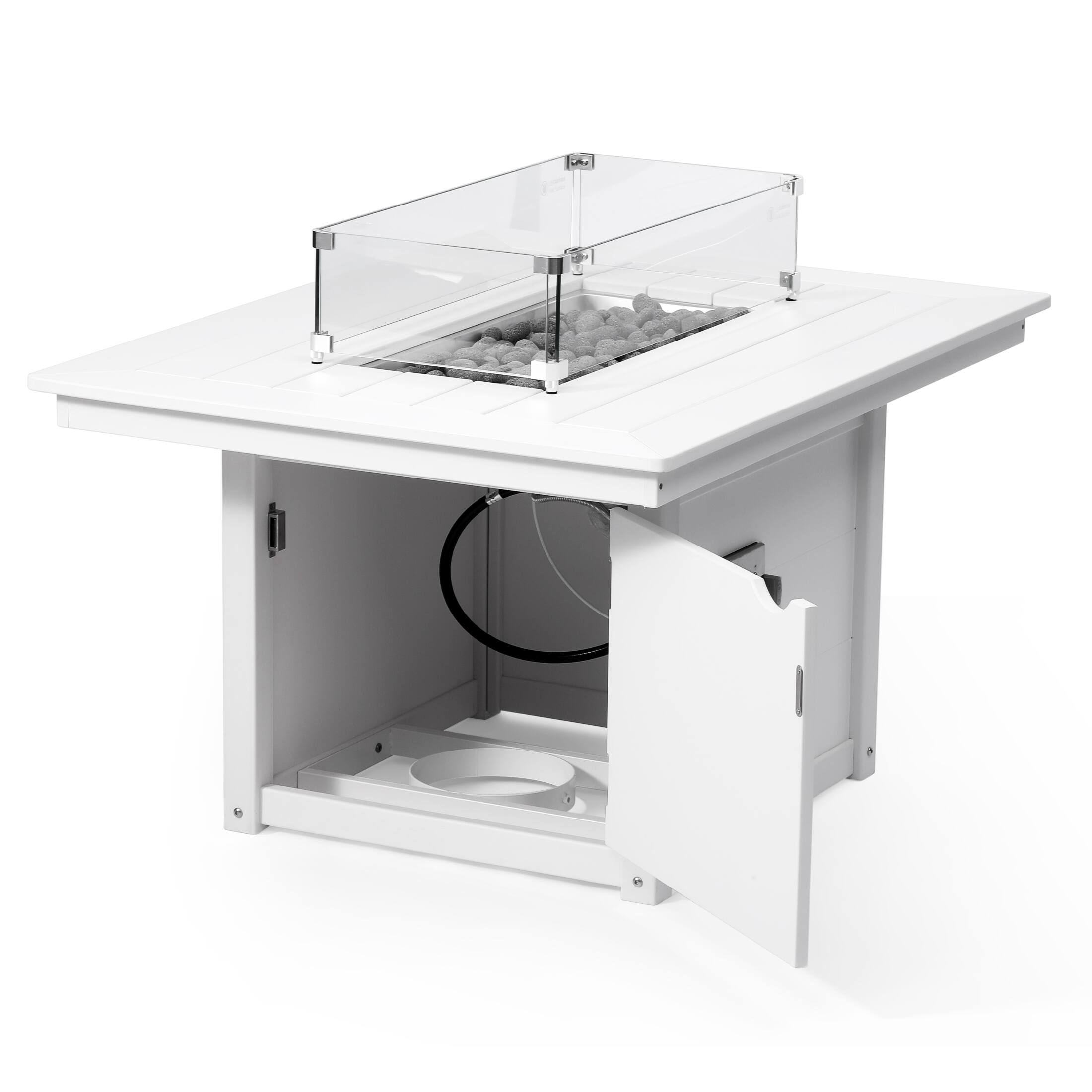 Left. WestinTrends - WestinTrends Helios 46" Modern Outdoor 55,000 BTU Patio Gas Propane Rectangle Deck Fire Pit Table - White.