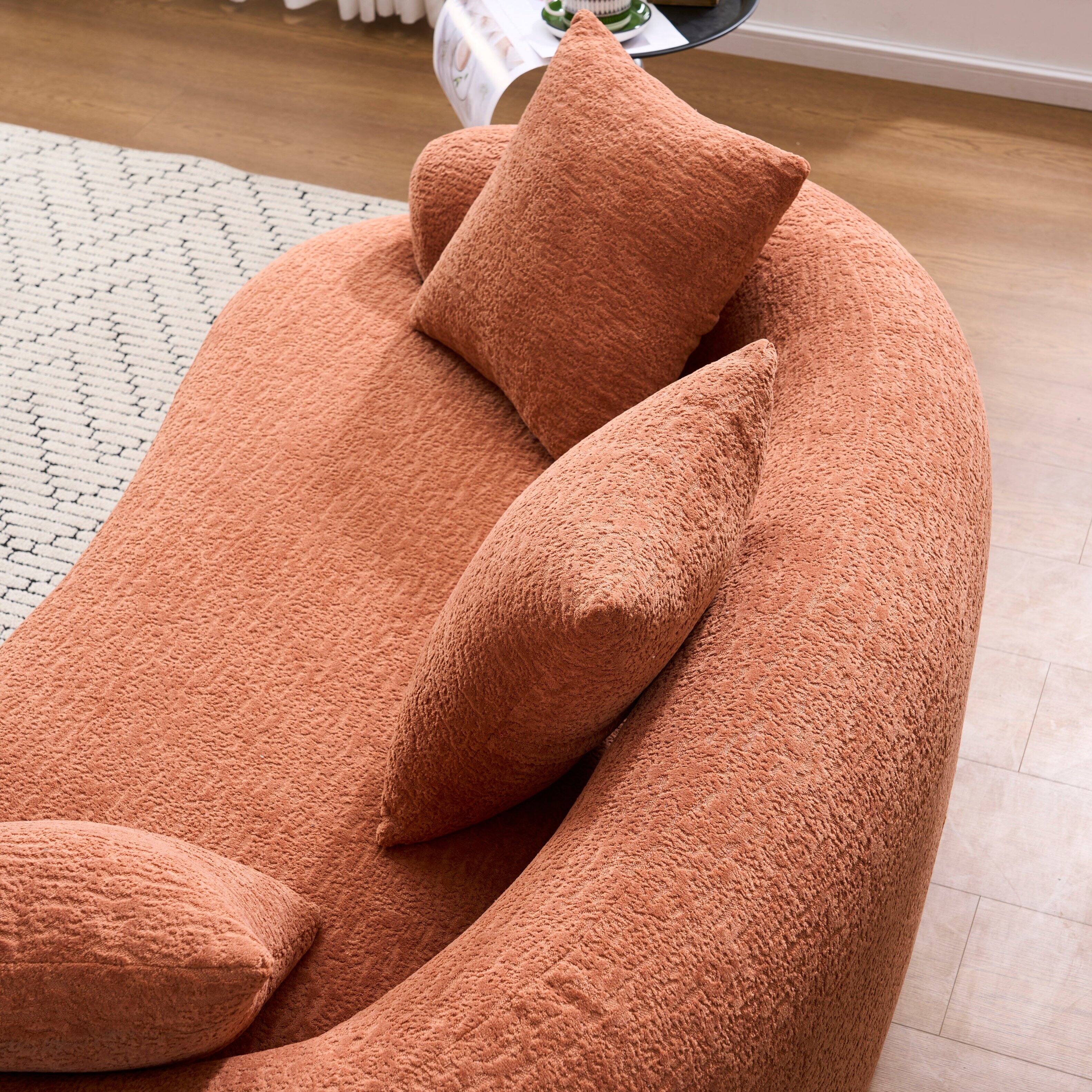 Alt View 8. Boyel Living - Curved Loveseat Sofa 30D Compression Foam Chenille Upholstery No Assembly Compact Small Space Sofa Coral Pink 65 Inch - Coral.