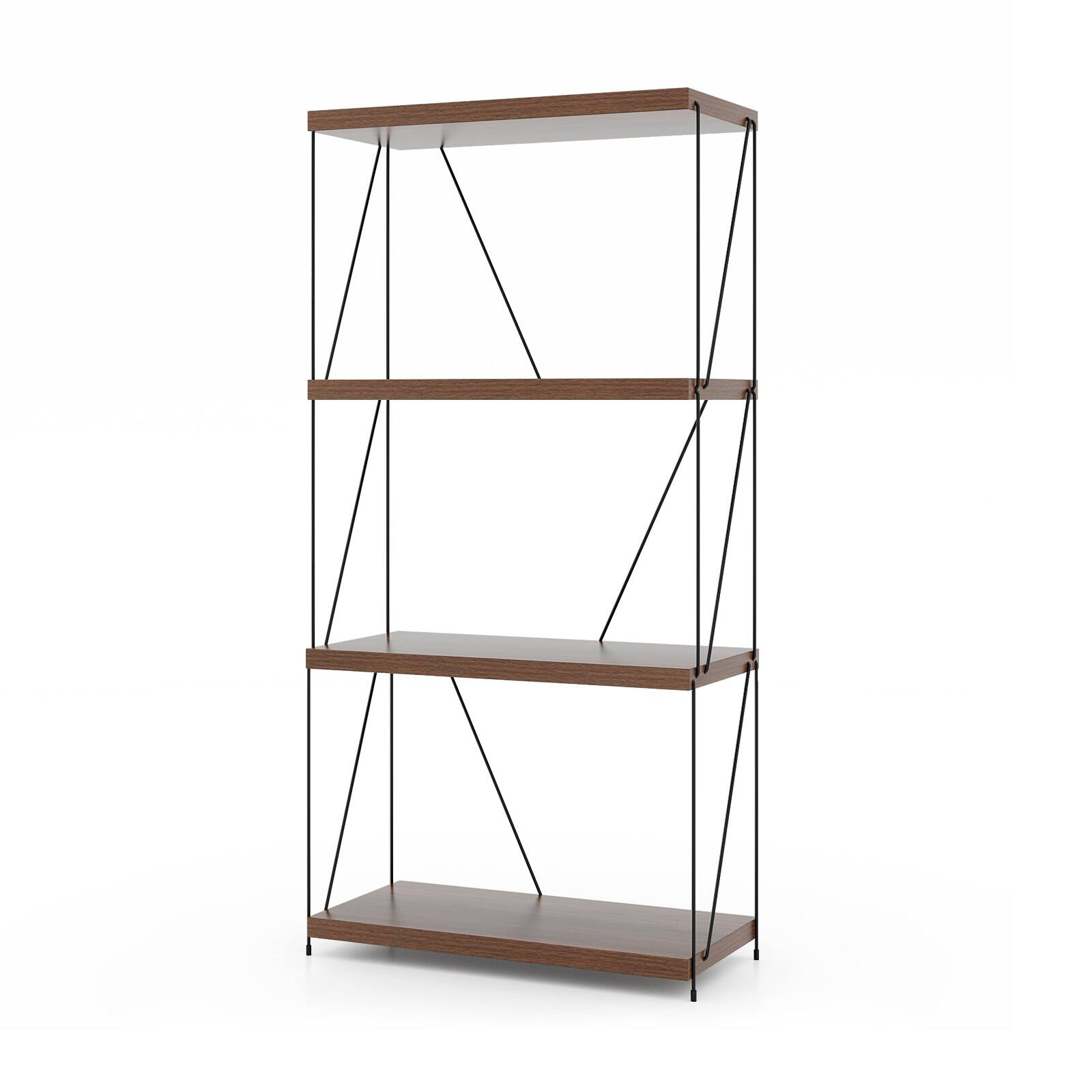 Sugift - 4-Tier Multipurpose Display Rack with Metal Frame-4-Tier - Brown