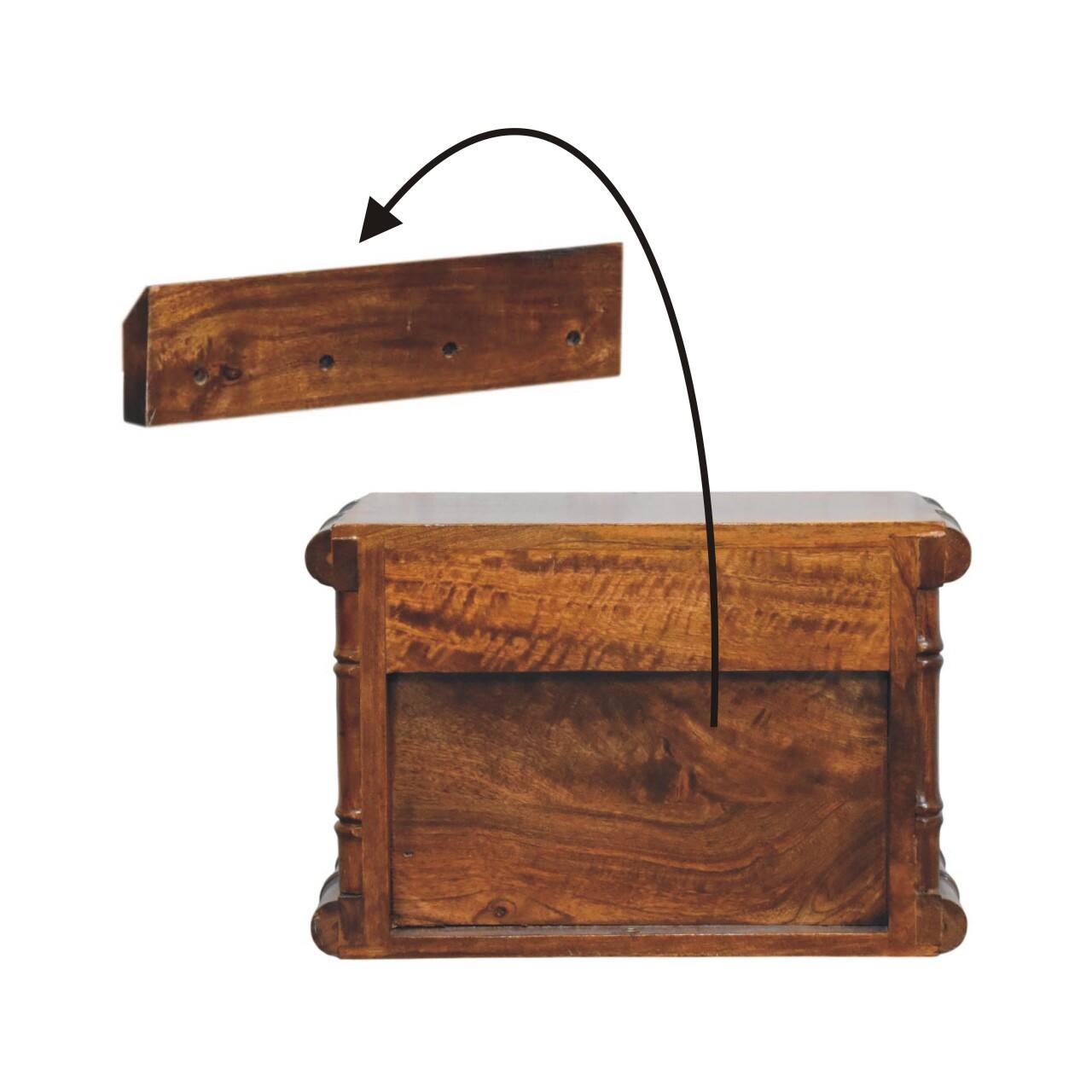 Alt View 6. Artisan Furniture - Artisan Furniture Solid Wood Bamboo Wall-Mounted Bedside, Brown - Brown.