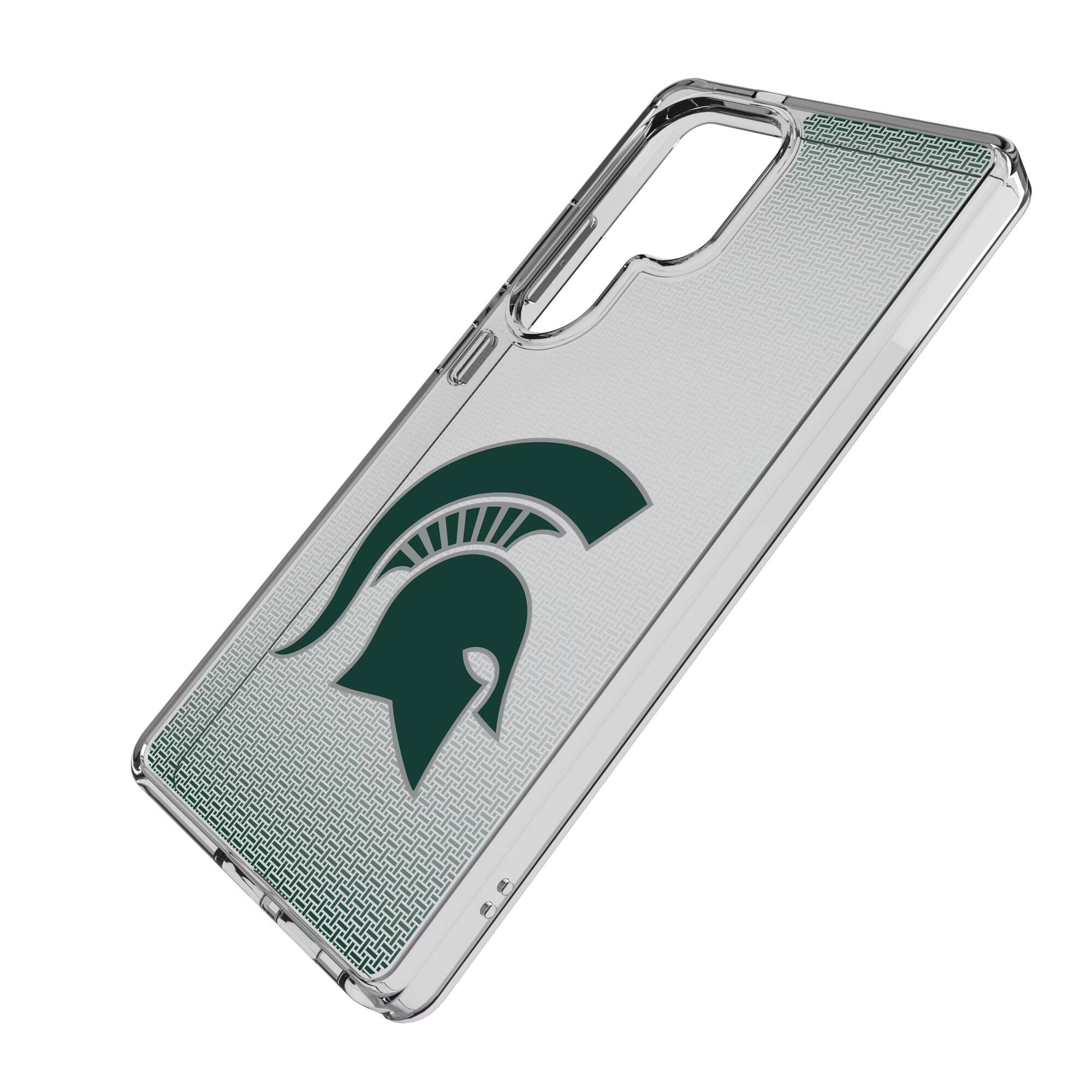 Alt View 1. Keyscaper - Michigan State Spartans Linen Logo Galaxy Clear Case - S25 - Multicolor.