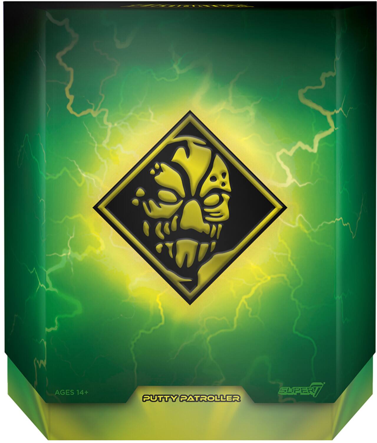 The corrected text is: "AGES 14+ PUTTY PATROLLER SUPER"