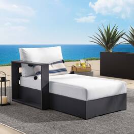 Tahoe Outdoor Patio Powder-Coated Aluminum Modular Left-Facing Chaise Lounge by Modway - Gray White