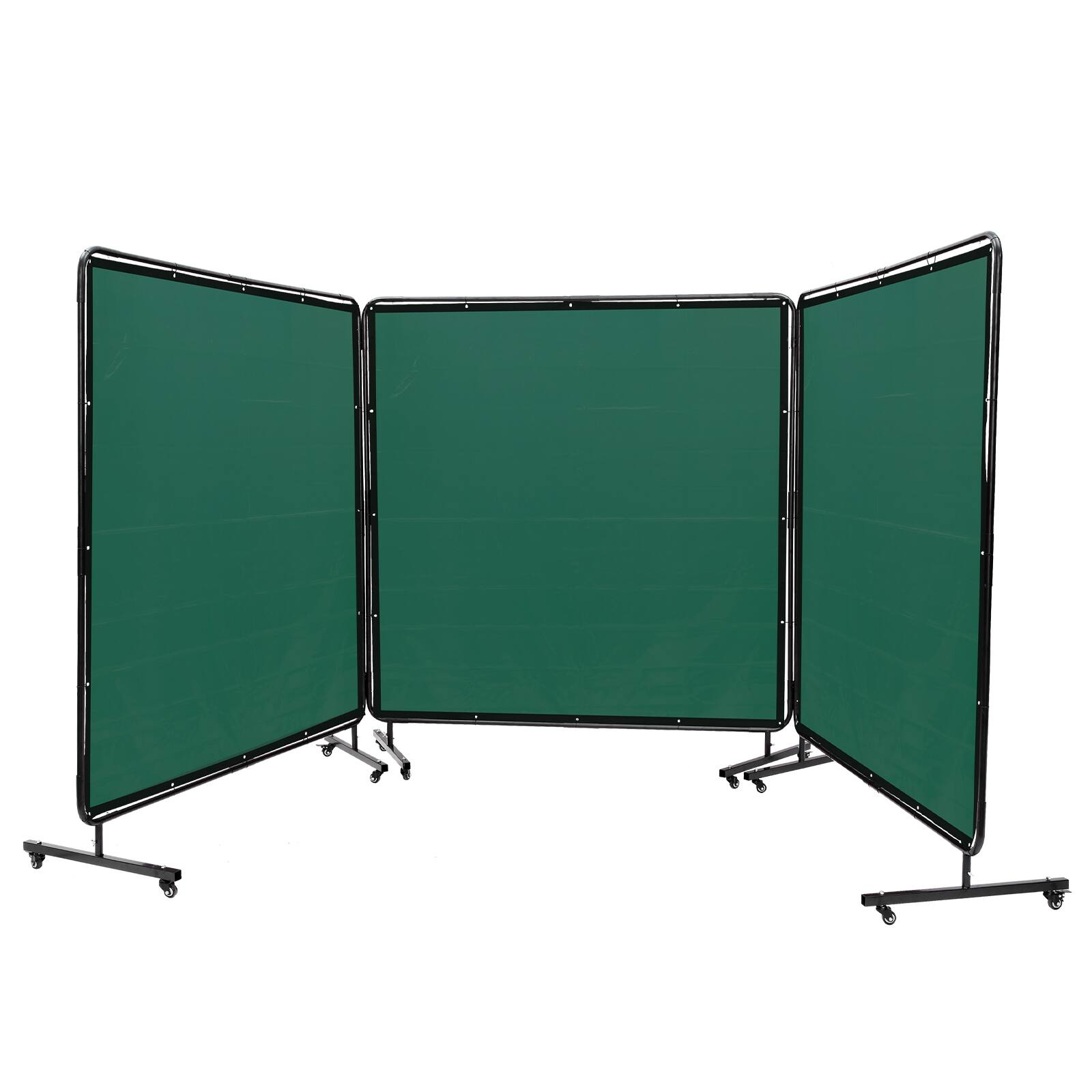Alt View 5. VEVOR - Welding Screen with Frame, 6' x 6' 3 Panel Welding Curtain Screens, Flame-Resistant Vinyl Welding Protection Screen - Green.