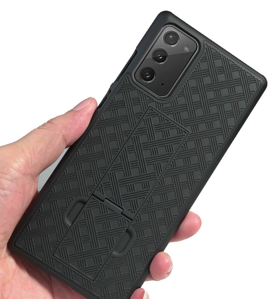 Alt View 5. Nakedcellphone - Case with Stand and Belt Clip Holster for Samsung Galaxy Note 20 - Black.