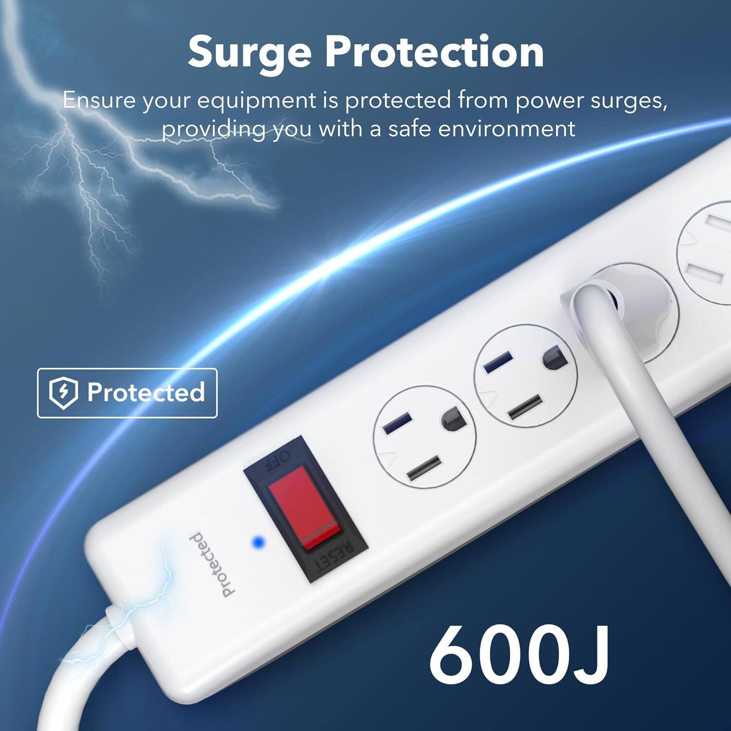 Surge Protection

Ensure your equipment is protected from power surges, providing you with a safe environment

Protected

600J