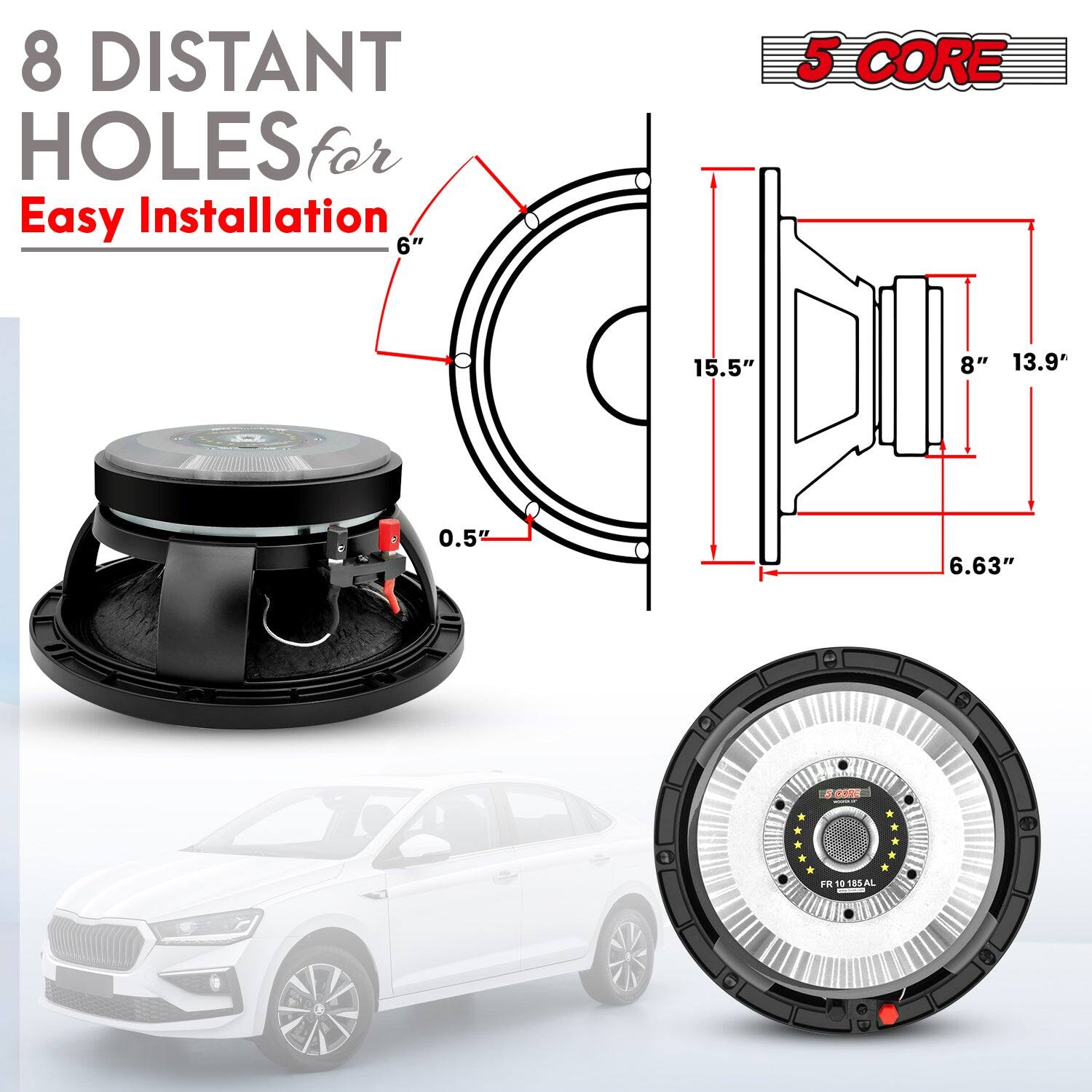 8 DISTANT HOLES for Easy Installation, 6", 5 CORE, 15.5", 8", 13.9", 0.5", 6.63", FR10.135AL, 18 85 AIL