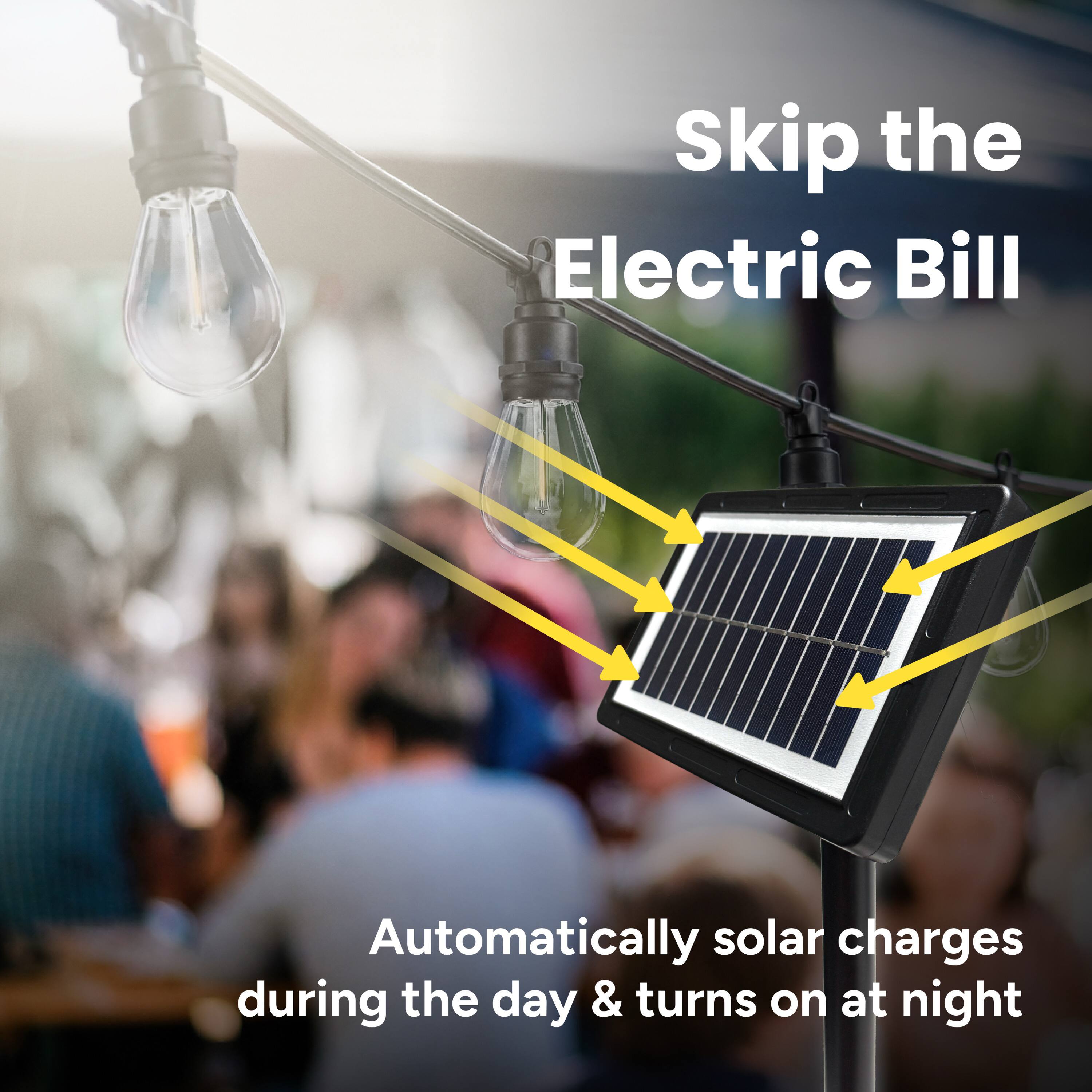 Skip the Electric Bill

Automatically solar charges during the day & turns on at night