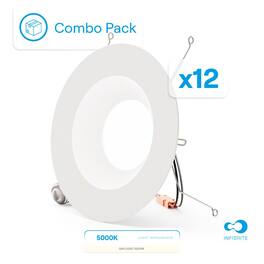 Infibrite - 6 In. Retrofit 5000K Daylight Integrated LED Recessed Light Kit 12W 1100LM Remodel, Dimmable, Wet Rated (12 Pack) - White