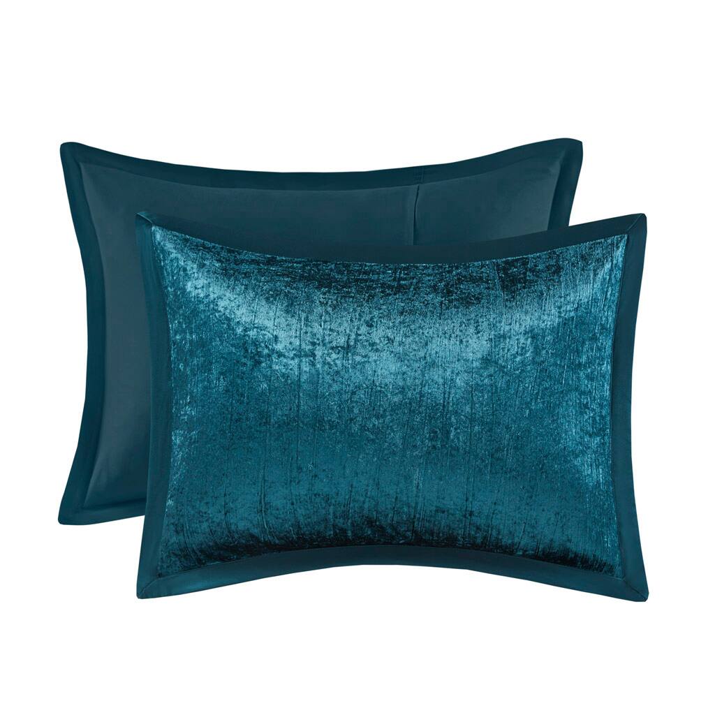 Alt View 3. Gracie Mills - Gracie Mills 5-Piece Solid Crinkle Velvet Comforter Set - Teal.